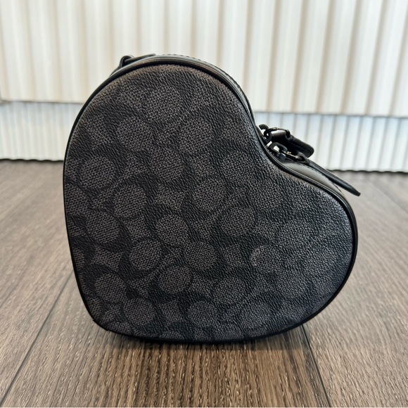 Coach Black Collection Coated Canvas Signature Heart Crossbody - Picture 6 of 8